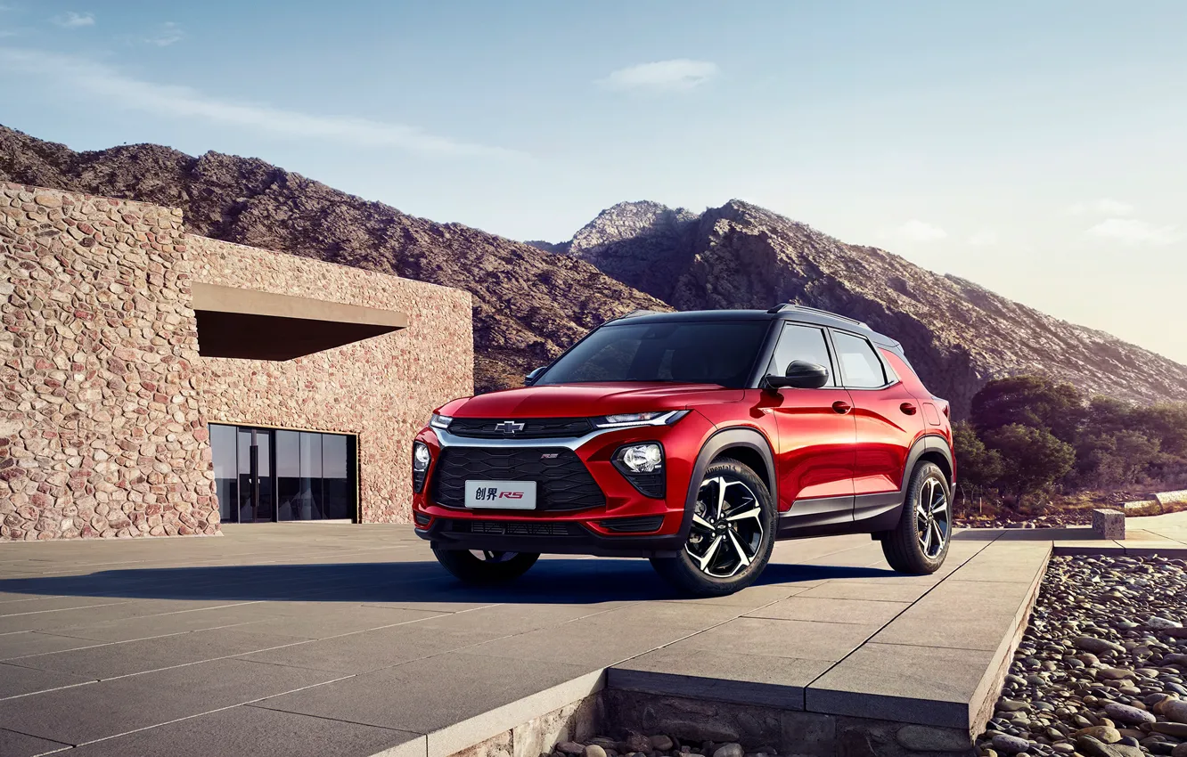 Photo wallpaper the sun, mountains, red, Chevrolet, Blazer