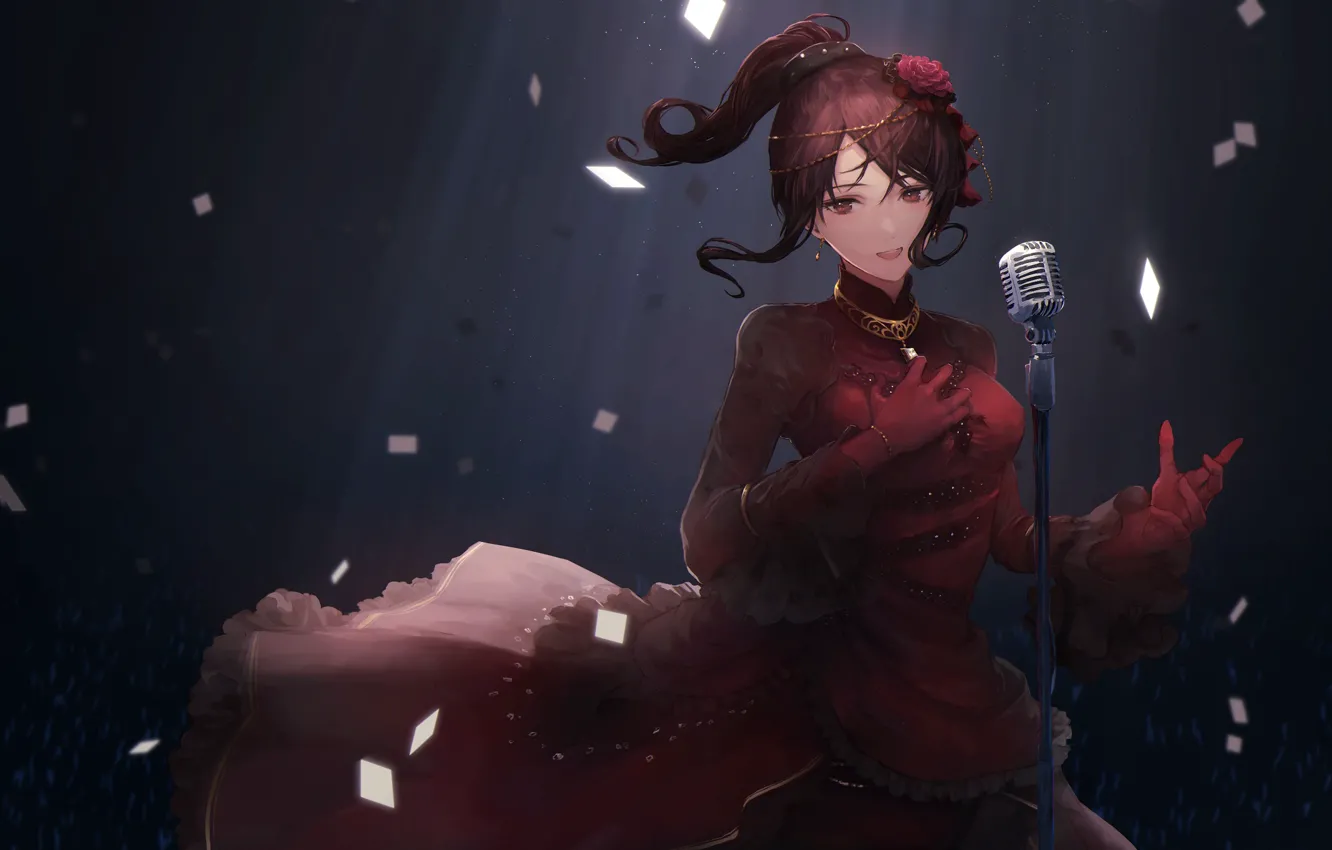 Photo wallpaper girl, microphone, singer, IdolM@ster