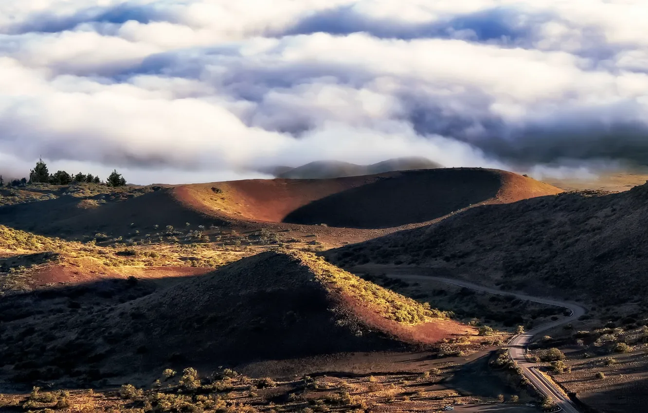 Photo wallpaper road, nature, hills