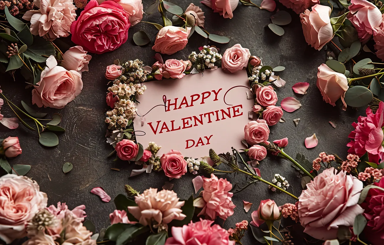 Photo wallpaper love, flowers, gift, romance, heart, roses, love, Valentine's day