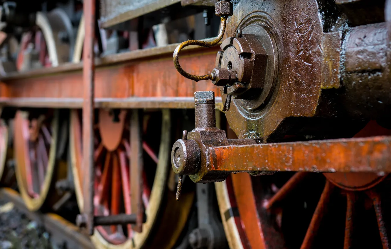 Photo wallpaper wheel, railroad, locomotive