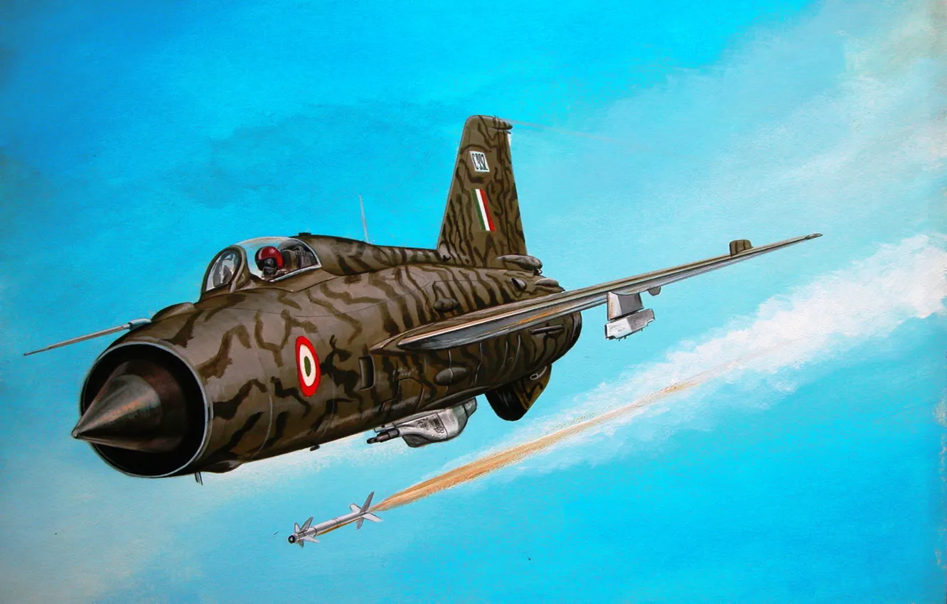 Photo wallpaper war, art, painting, jet, avaition, Mikoyan-Gurevich MiG-21