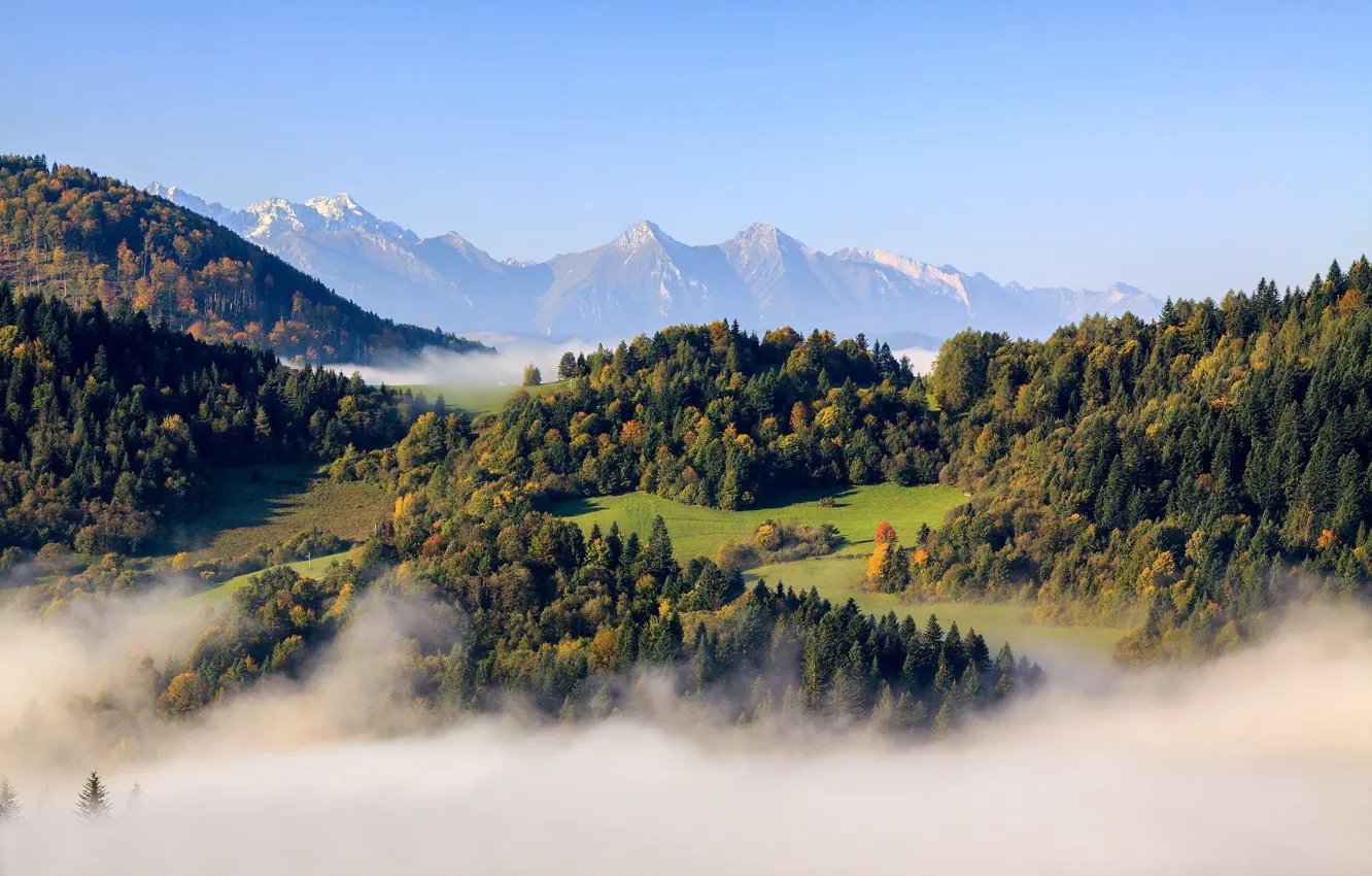 Photo wallpaper mountains, nature, space
