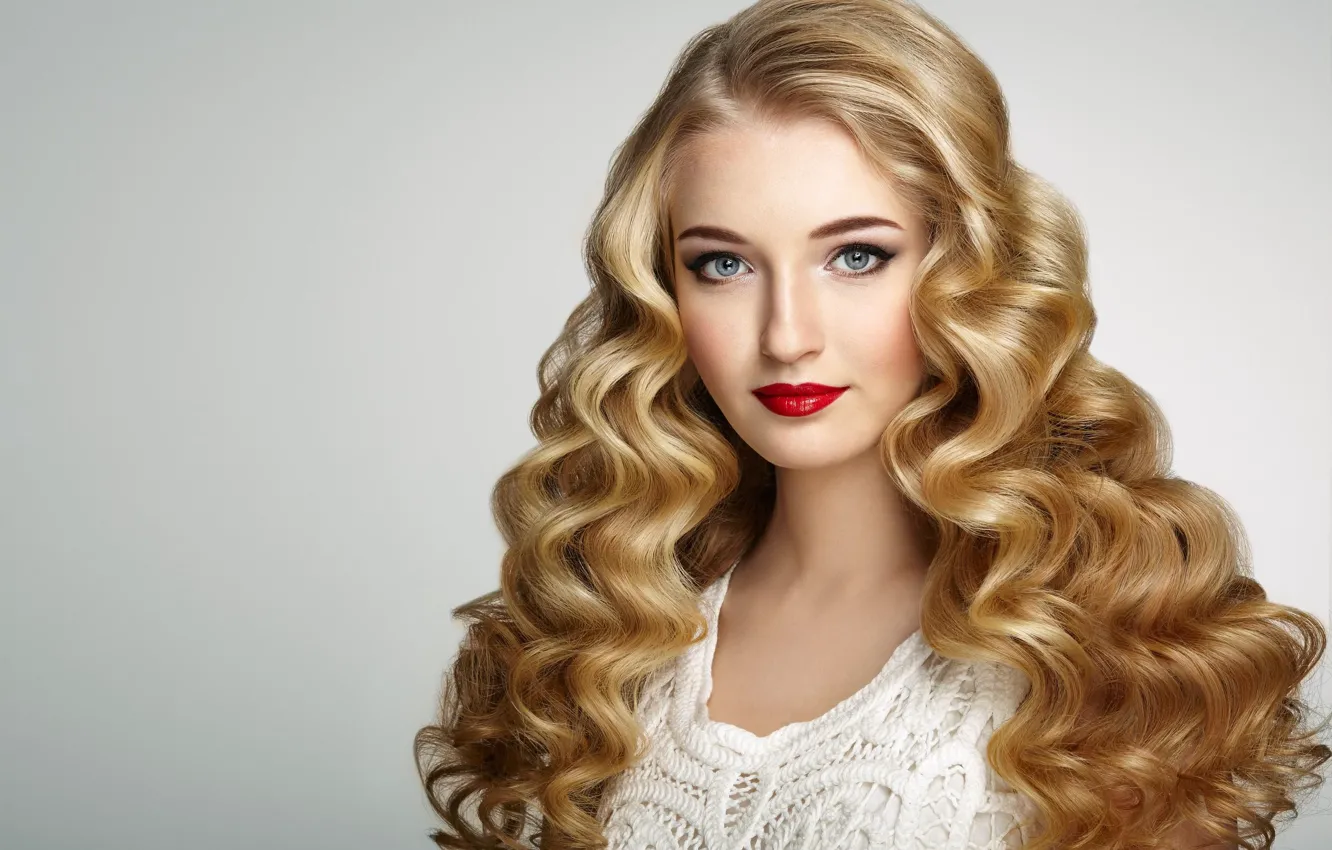 Photo wallpaper look, makeup, hairstyle, light background, grey eyes, charm, gray eyes, Beautiful Blonde