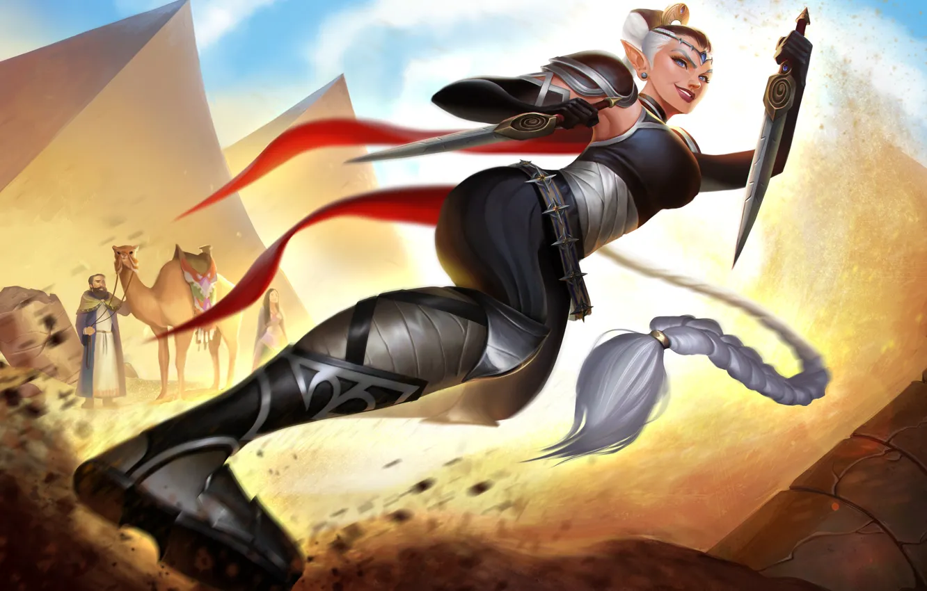 Photo wallpaper Antalya, the knife - copy, storm, dagger, sand, girl, elf, Egypt