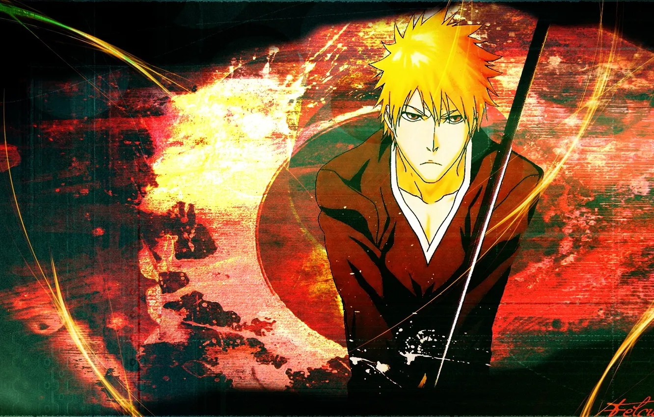 Photo wallpaper katana, Bleach, Ichigo, bankai