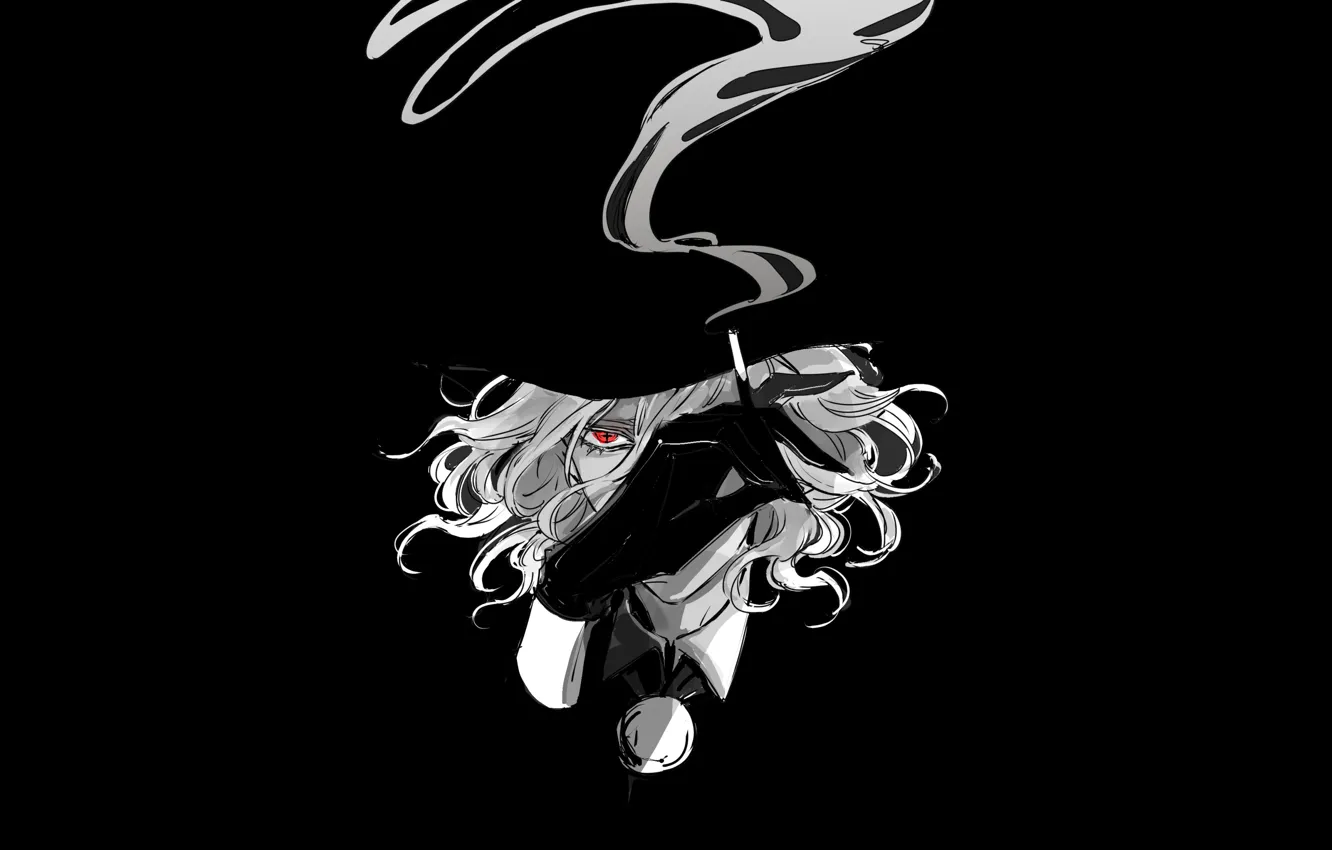 Photo wallpaper smoke, anime, art, cigarette, guy, black background, Avenger, Fate / Grand Order