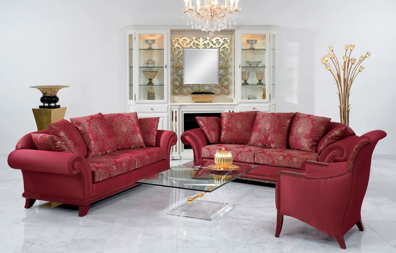 Photo wallpaper sofa, chair, wall, living room