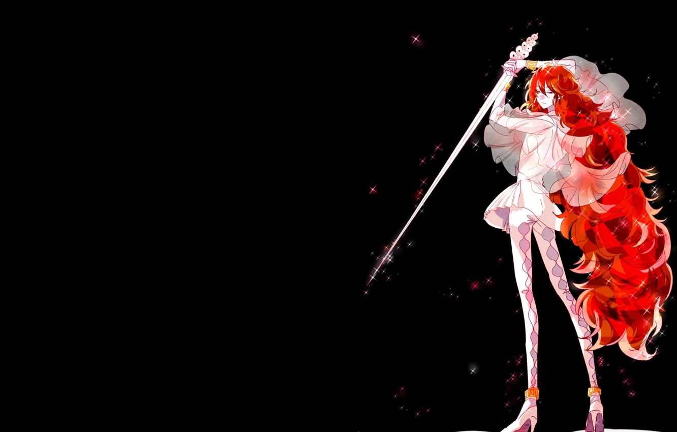 Photo wallpaper girl, night, Shine, sword, fanart, Pixiv, Fanart From Pixiv, Houseki no kuni
