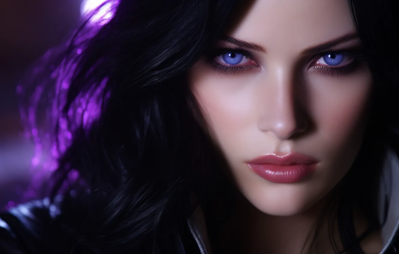 Photo wallpaper look, girl, face, portrait, brunette, fantasy, image, witch