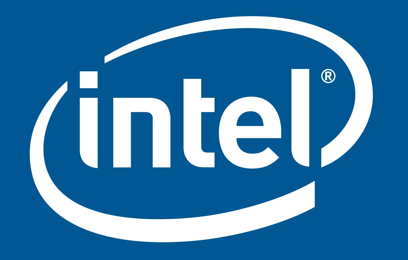 Photo wallpaper Blue, White, logo, Intel, Logo, Intel