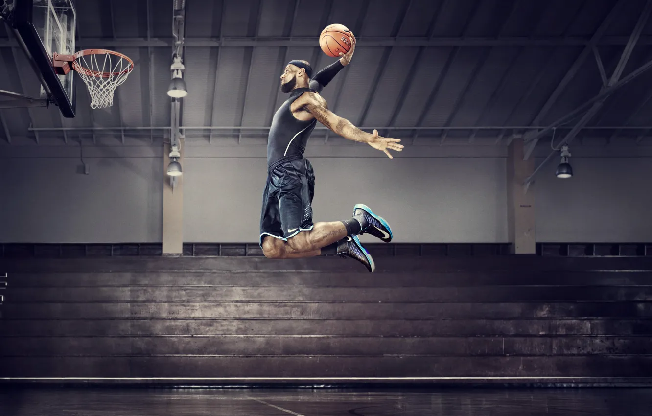 Photo wallpaper jump, basketball, basketball, james, slen dunk, nba all star 2012