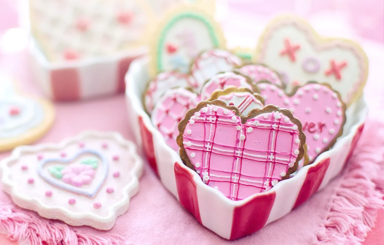 Photo wallpaper love, heart, cookies, Valentine's day, romantic