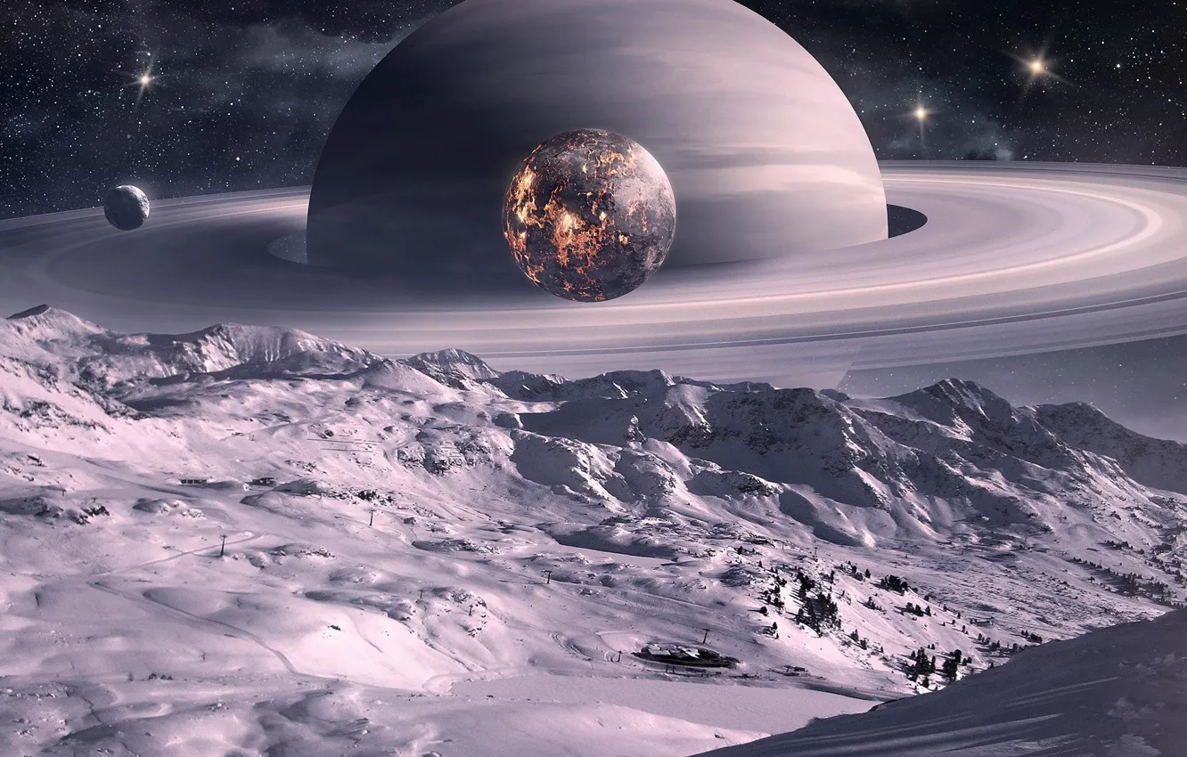 Photo wallpaper planet, Saturn, cool
