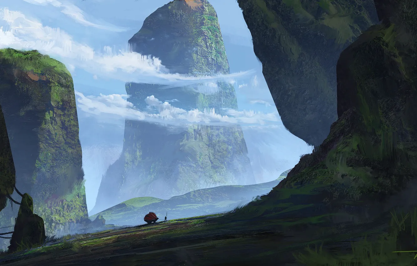 Photo wallpaper mountains, traveler, relic, Trade Route