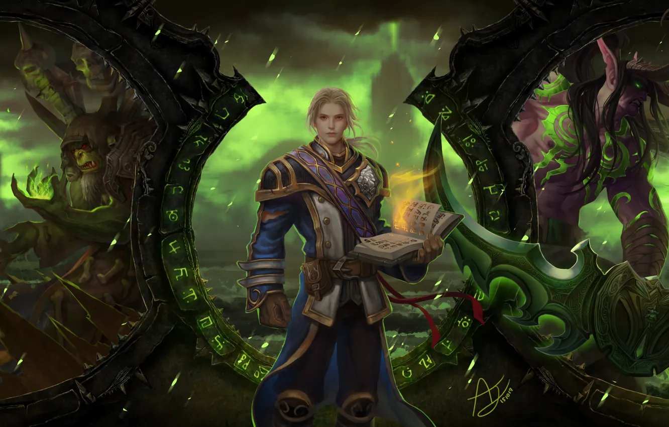 Photo wallpaper magic, the game, art, book, World of Warcraft, guy, spell, MMORPG