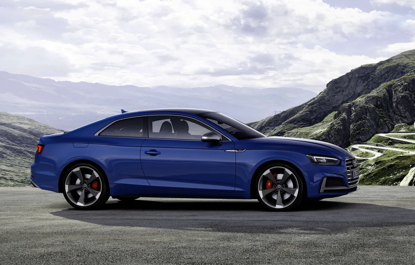 Photo wallpaper blue, Audi, coupe, Audi A5, side view, Coupe, Audi S5, 2019