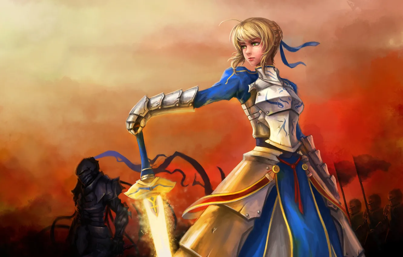 Photo wallpaper girl, sword, armor, art, knight, Fate/Stay Night, saber, servants