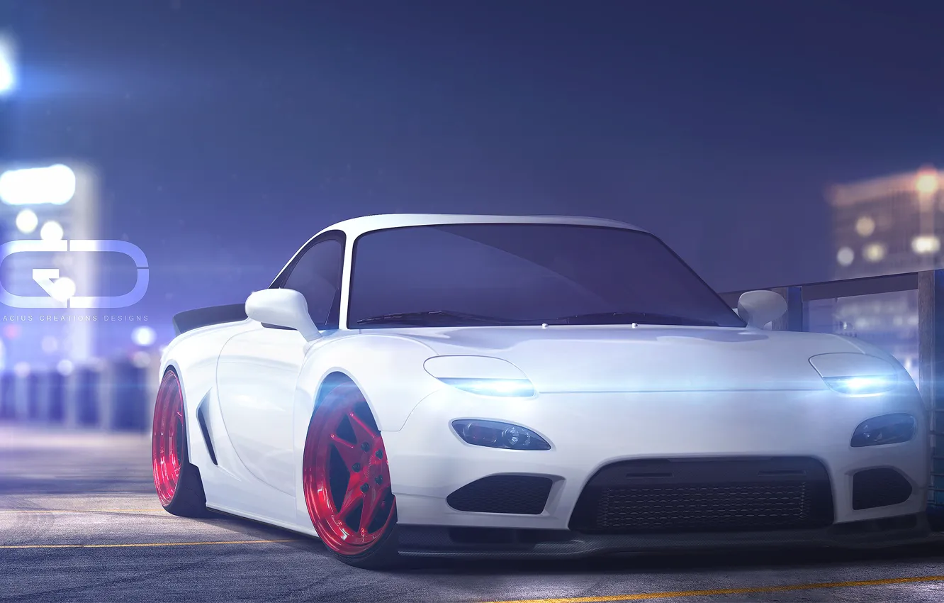 Photo wallpaper machine, auto, rendering, Mazda, the front, RX-7, digital art, Mazda rx7