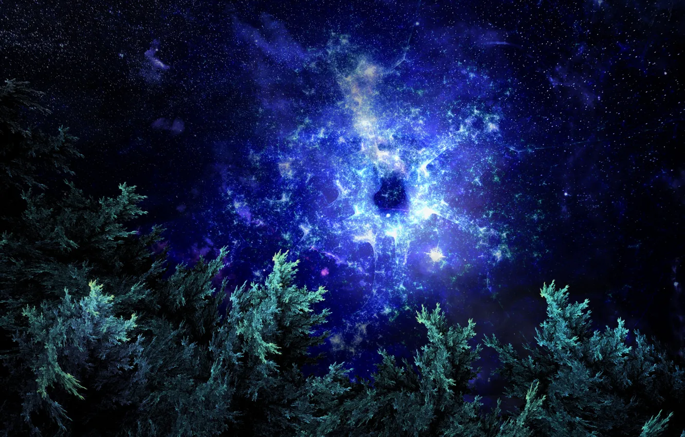 Photo wallpaper forest, space, abstraction, space, fractal, forest, Fractal