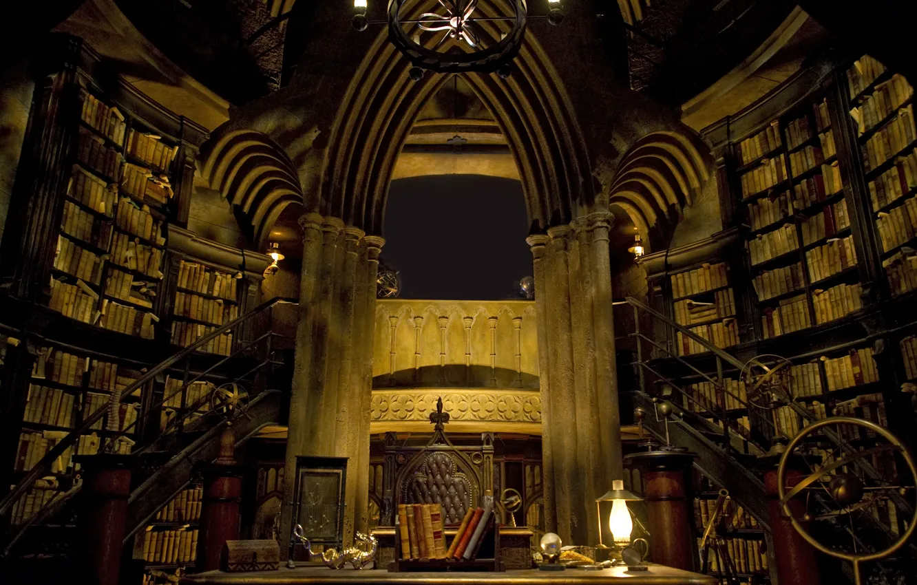 Photo wallpaper hogwarts, library, castle inside