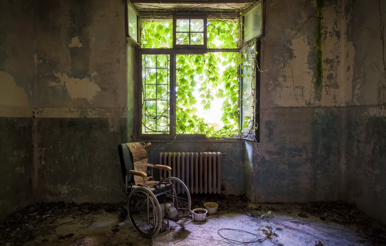 Photo wallpaper room, window, stroller