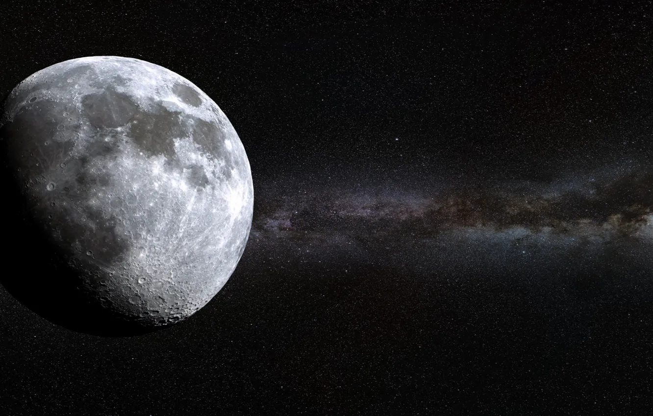 Photo wallpaper stars, the moon, the milky way