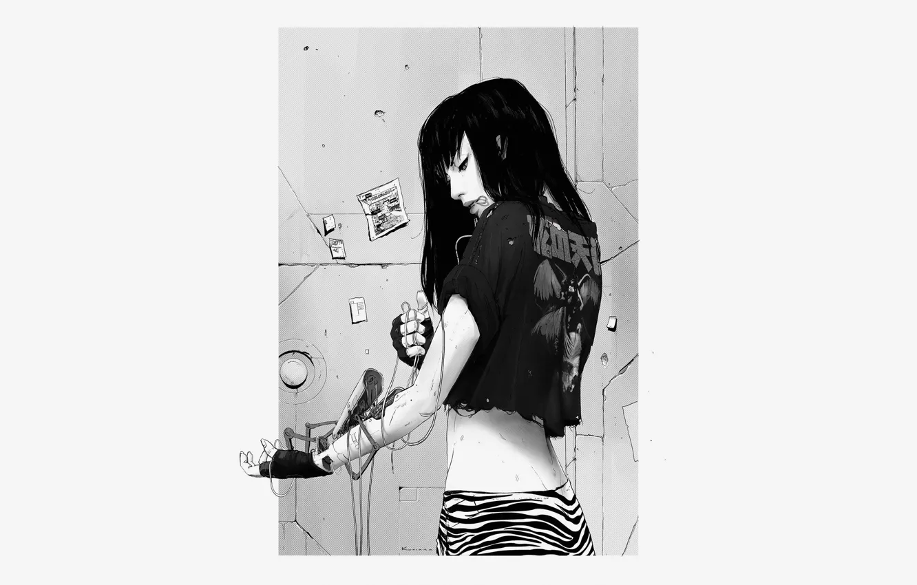 Photo wallpaper girl, Illustration, Cyber, Cyberpunk, Showtime, Maciej Kuciara, by Maciej Kuciara, First Aid