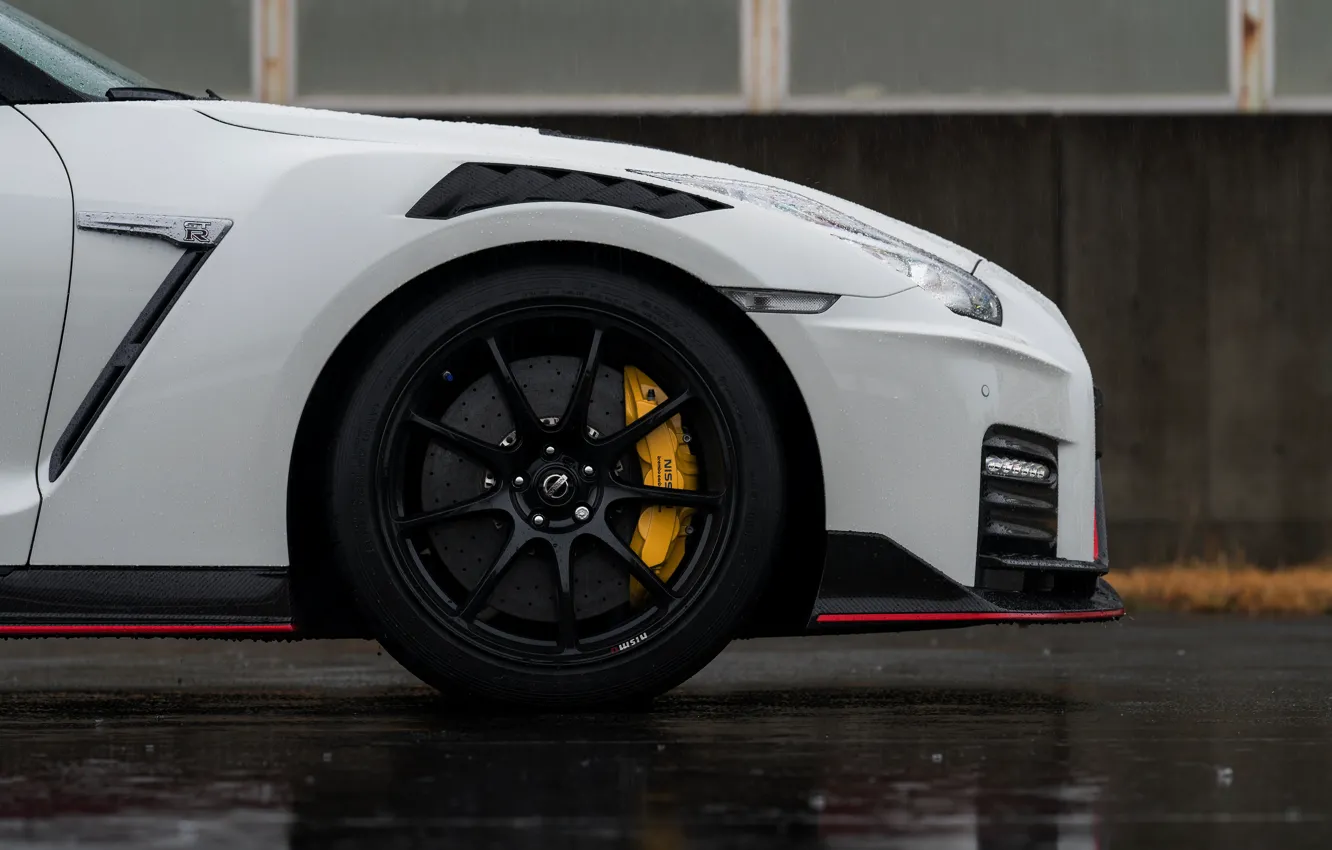 Photo wallpaper white, Nissan, GT-R, the front part, R35, Nismo, 2019