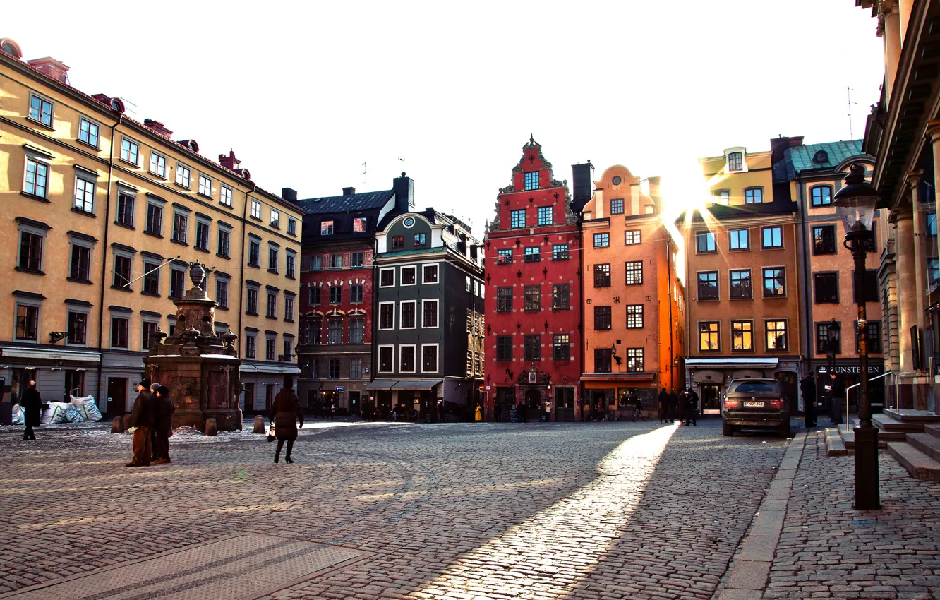 Photo wallpaper the city, home, area, Europe, Old Town, Stockholm