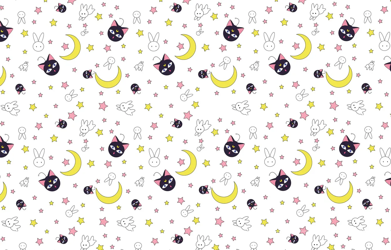 Photo wallpaper cat, the moon, texture, neko, Bunny