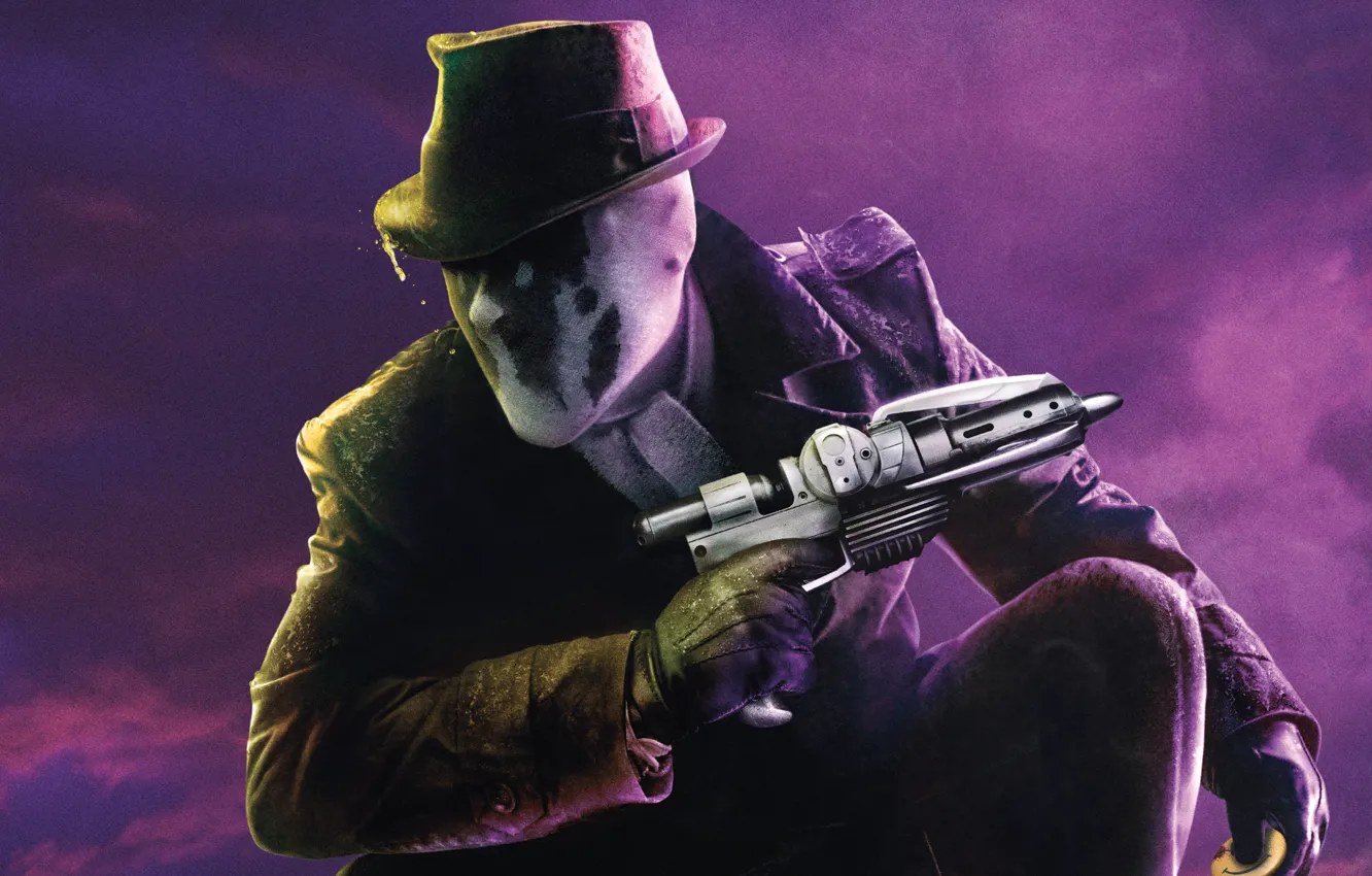 Photo wallpaper city, green, light, wallpaper, pistol, Action, Watchmen, Legendary Pictures