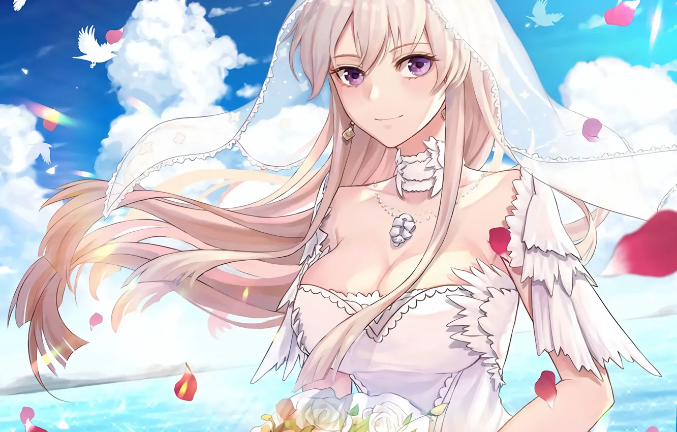 Photo wallpaper girl, sexy, Enterprise, boobs, anime, beautiful, pretty, breasts