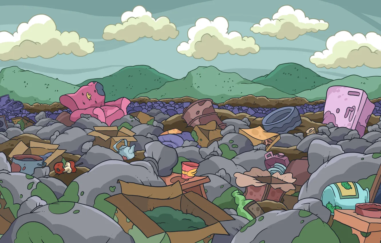 Photo wallpaper figure, art, dump, trashcan, environmental disaster, human activity