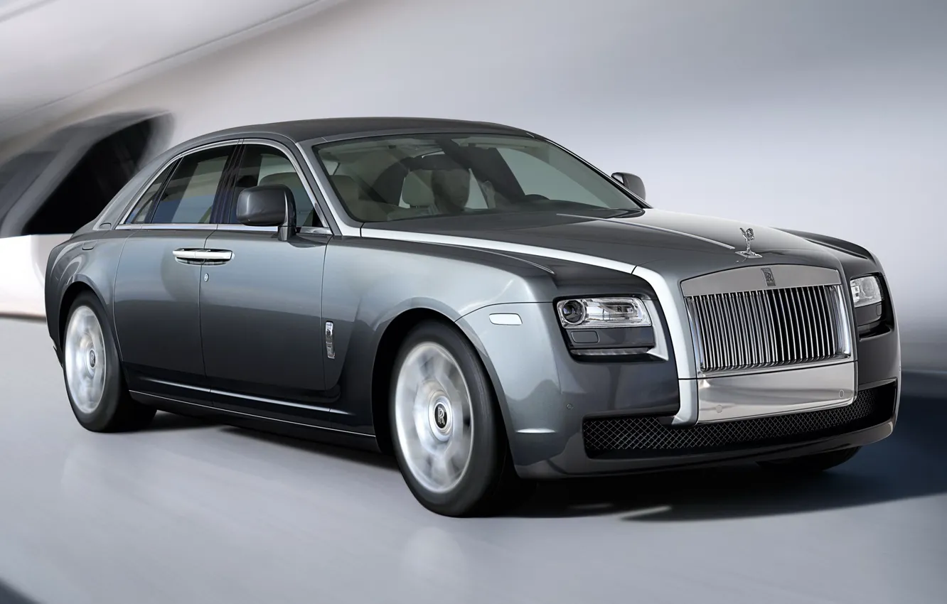 Photo wallpaper Road, Rolls-Royce, Machine, Grey, Movement, Machine, Car, Ghost