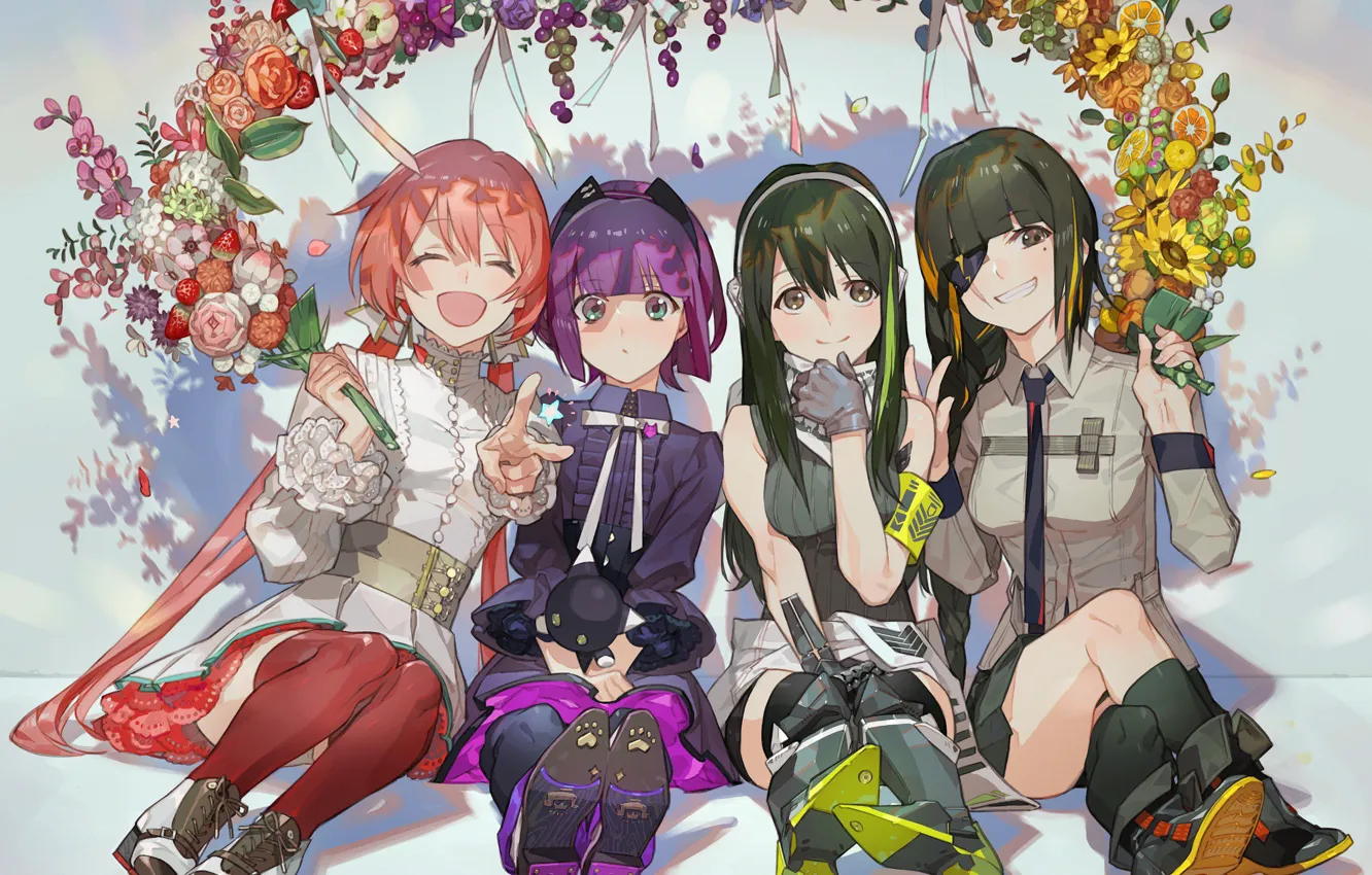 Photo wallpaper girl, flowers, Girls Frontline, Girls front