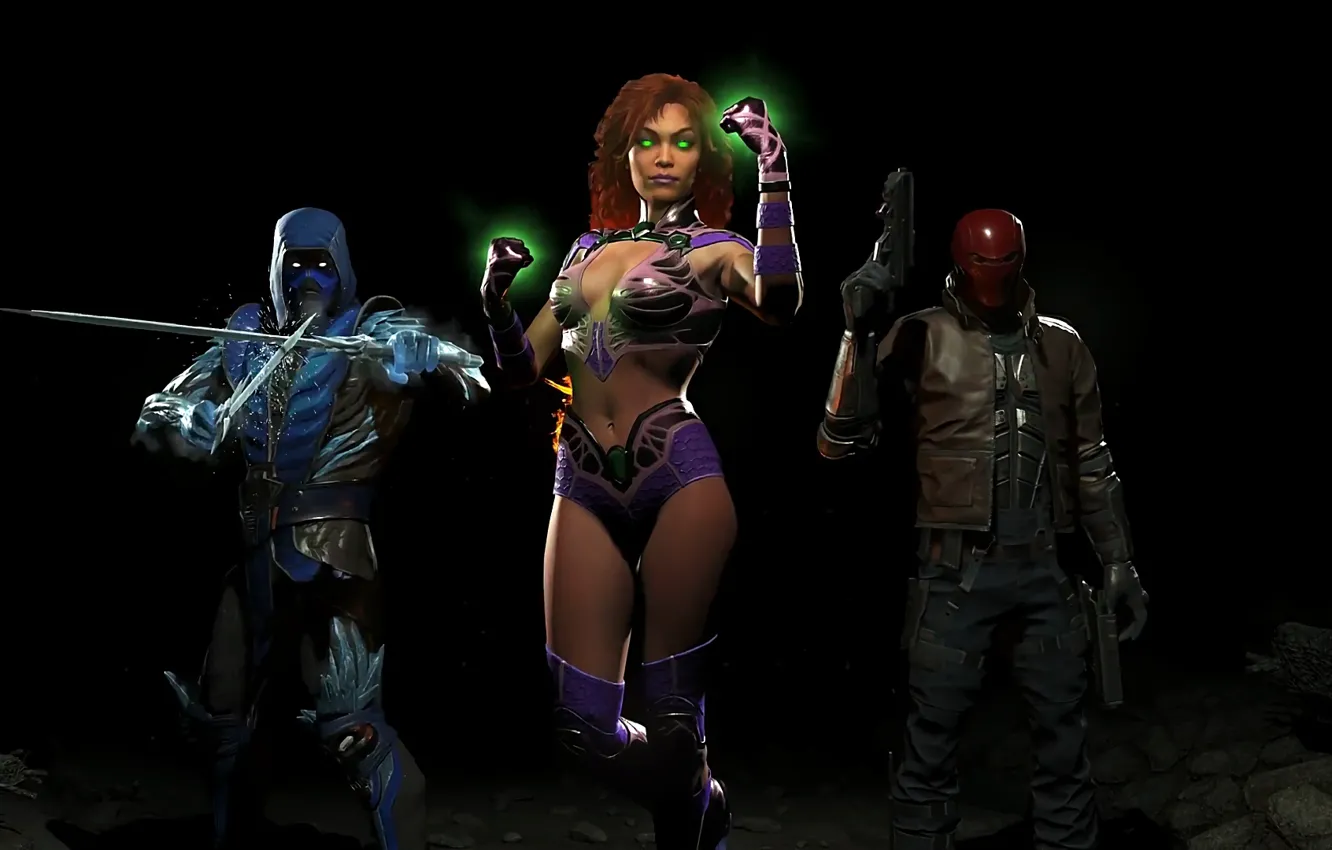 Photo wallpaper girl, gun, Sub-Zero, DLC, Red Hood, NetherRealm Studios, Jason Todd, Starfire