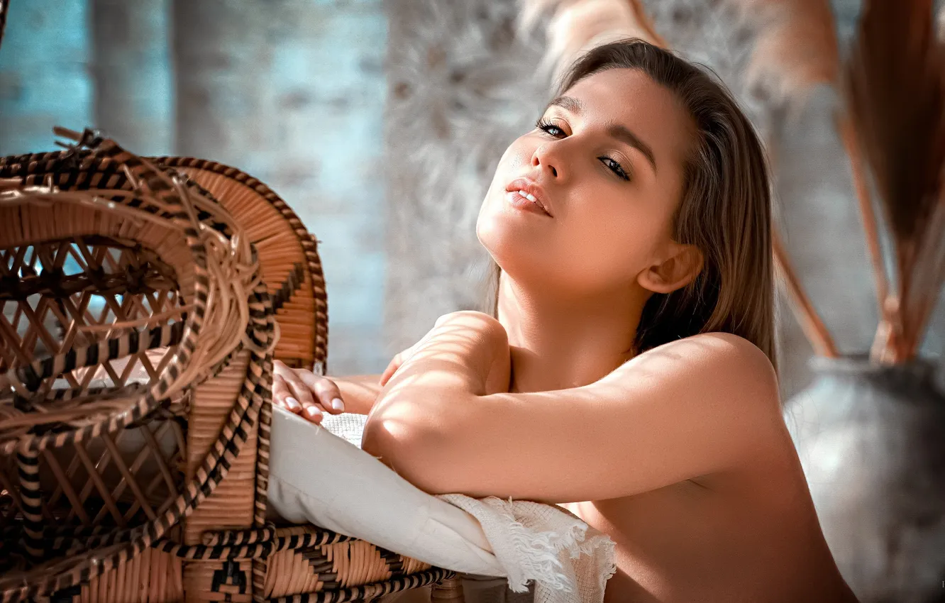 Photo wallpaper look, girl, face, pose, hands, Milan, Ivan Platonov