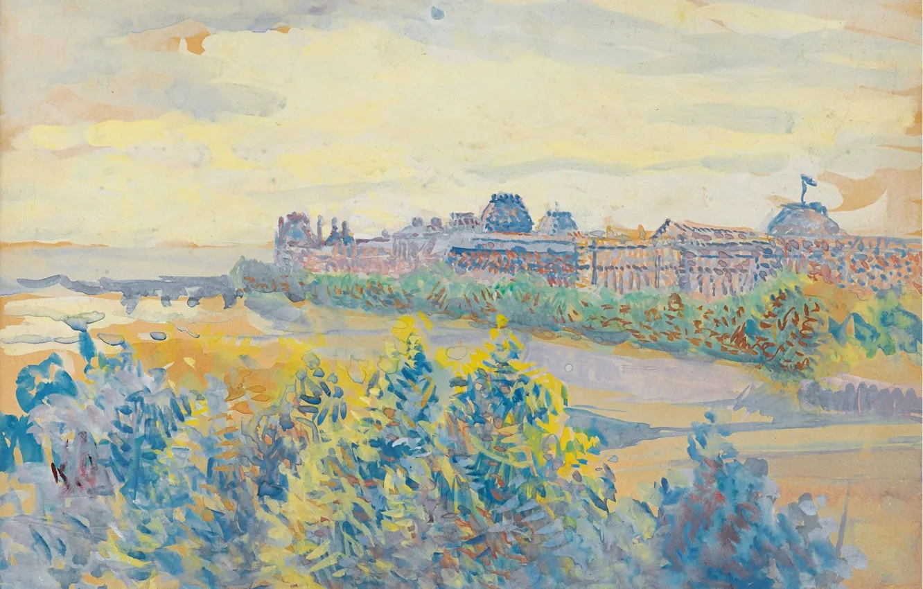 Photo wallpaper landscape, picture, The Louvre, Maximilien Luce, Maximilien Luce