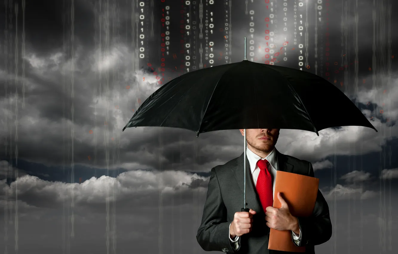 Photo wallpaper information, stream, umbrella, costume, male