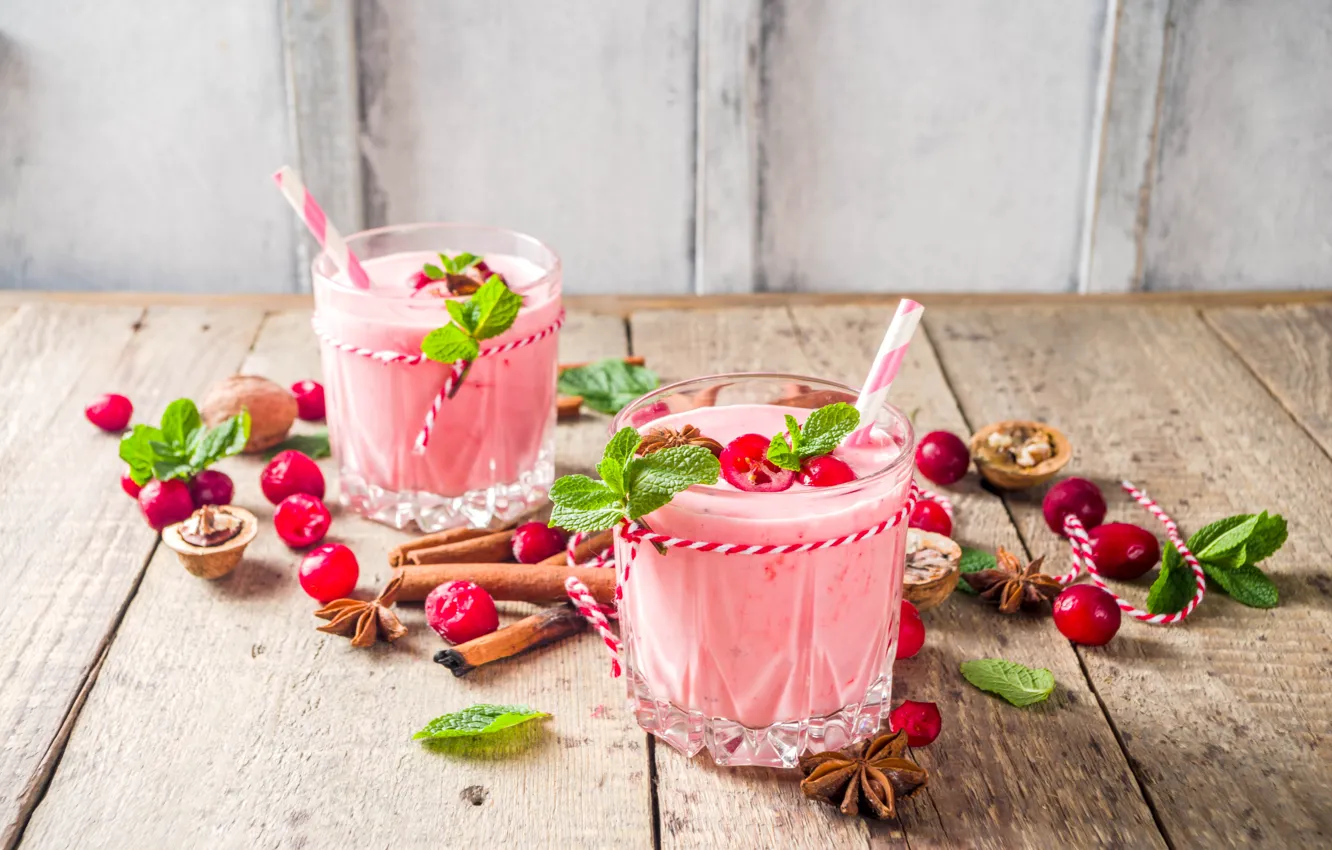 Photo wallpaper drink, smoothies, berries, Bondarenko Rimma, cranberry, glass