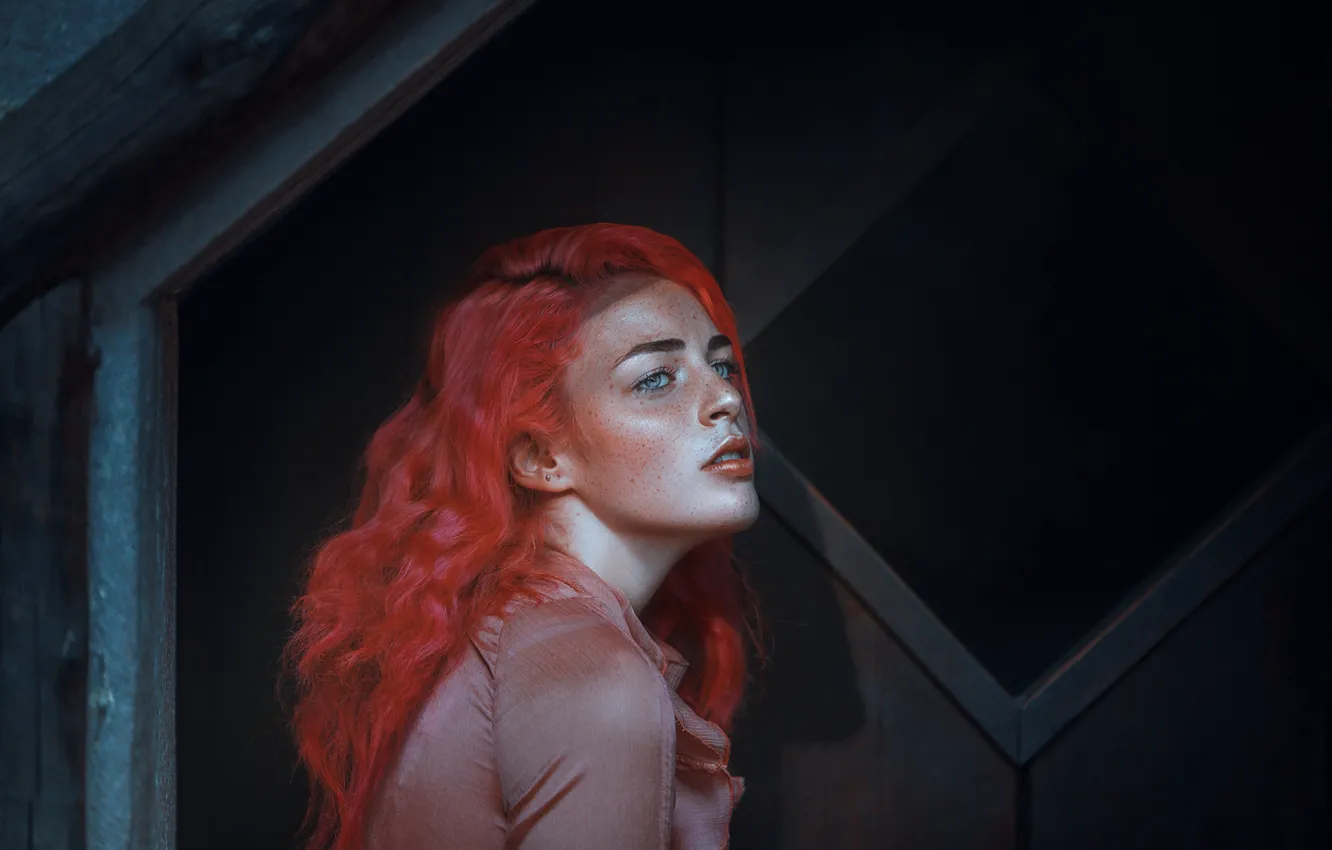 Photo wallpaper face, model, hair, color, Sara