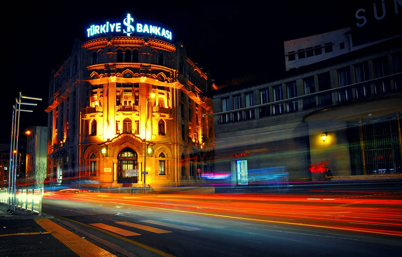 Photo wallpaper night, movement, excerpt, Istanbul, Turkey, night, street, Istanbul