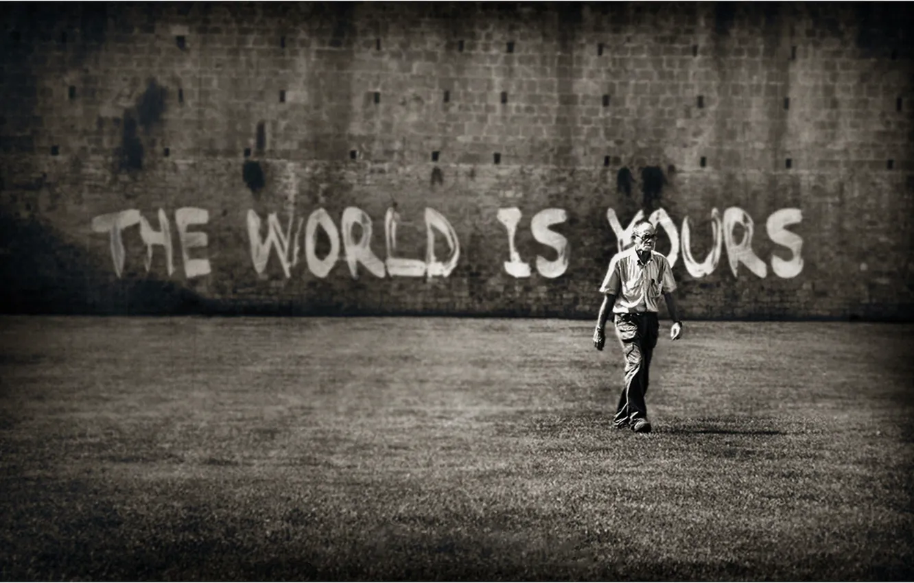 Photo wallpaper wall, the inscription, male, the World is yours, The world belongs to You