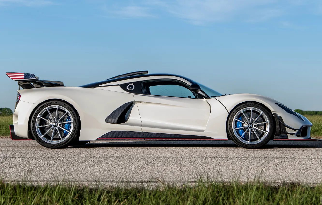 Photo wallpaper side view, blue sky, Hennessey, Venom, 2023, Hennessey Venom F5 Revolution, F5 Revolution