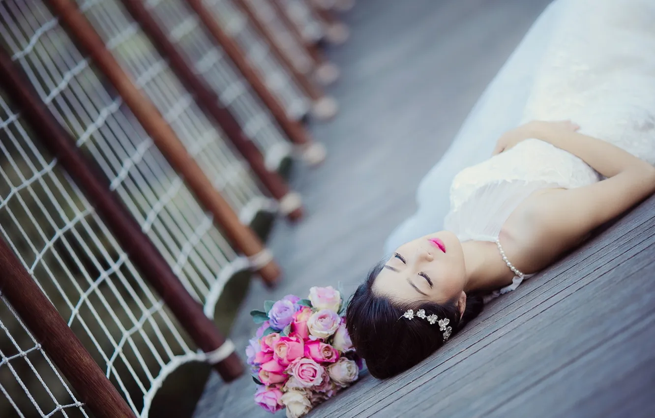 Photo wallpaper girl, pose, background