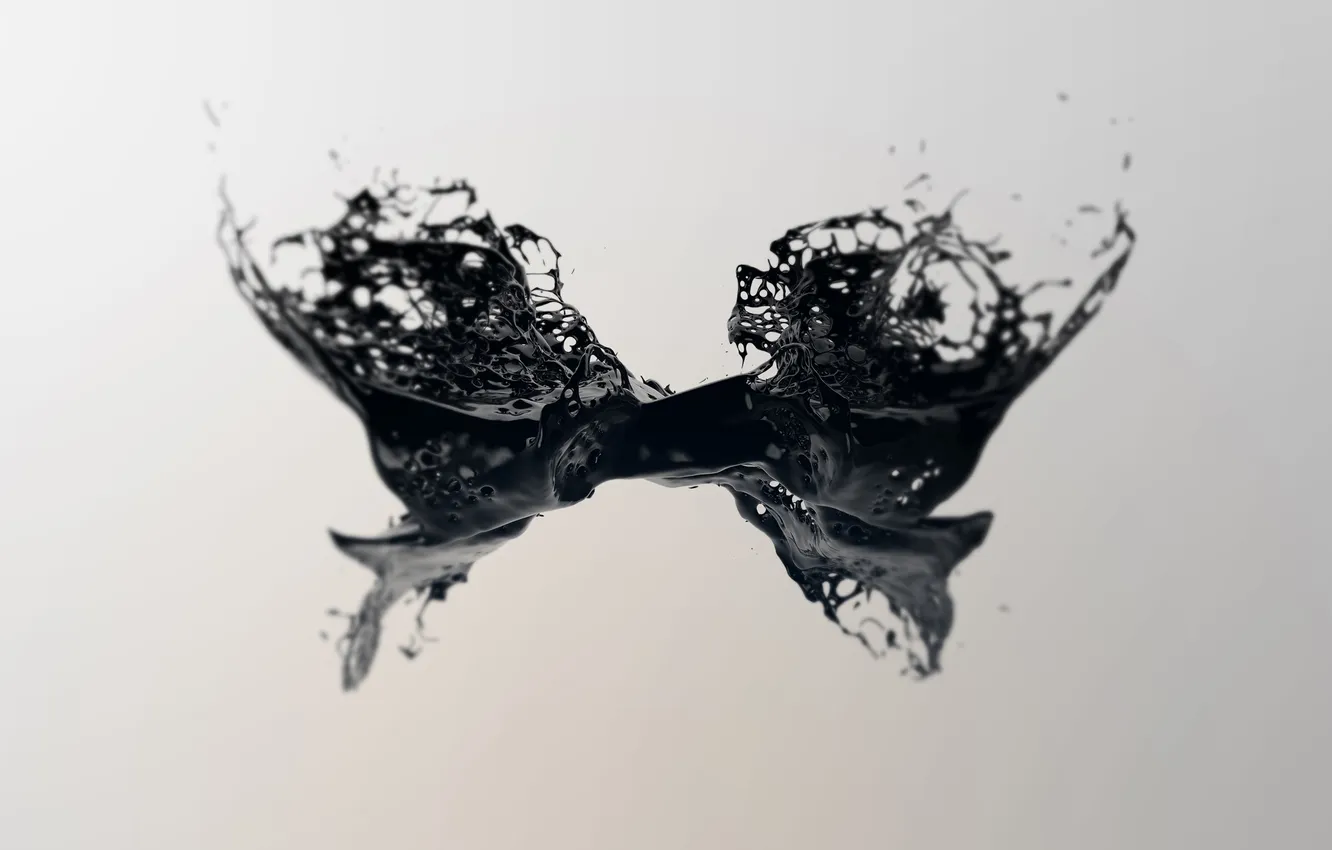 Photo wallpaper black, splash, liquid