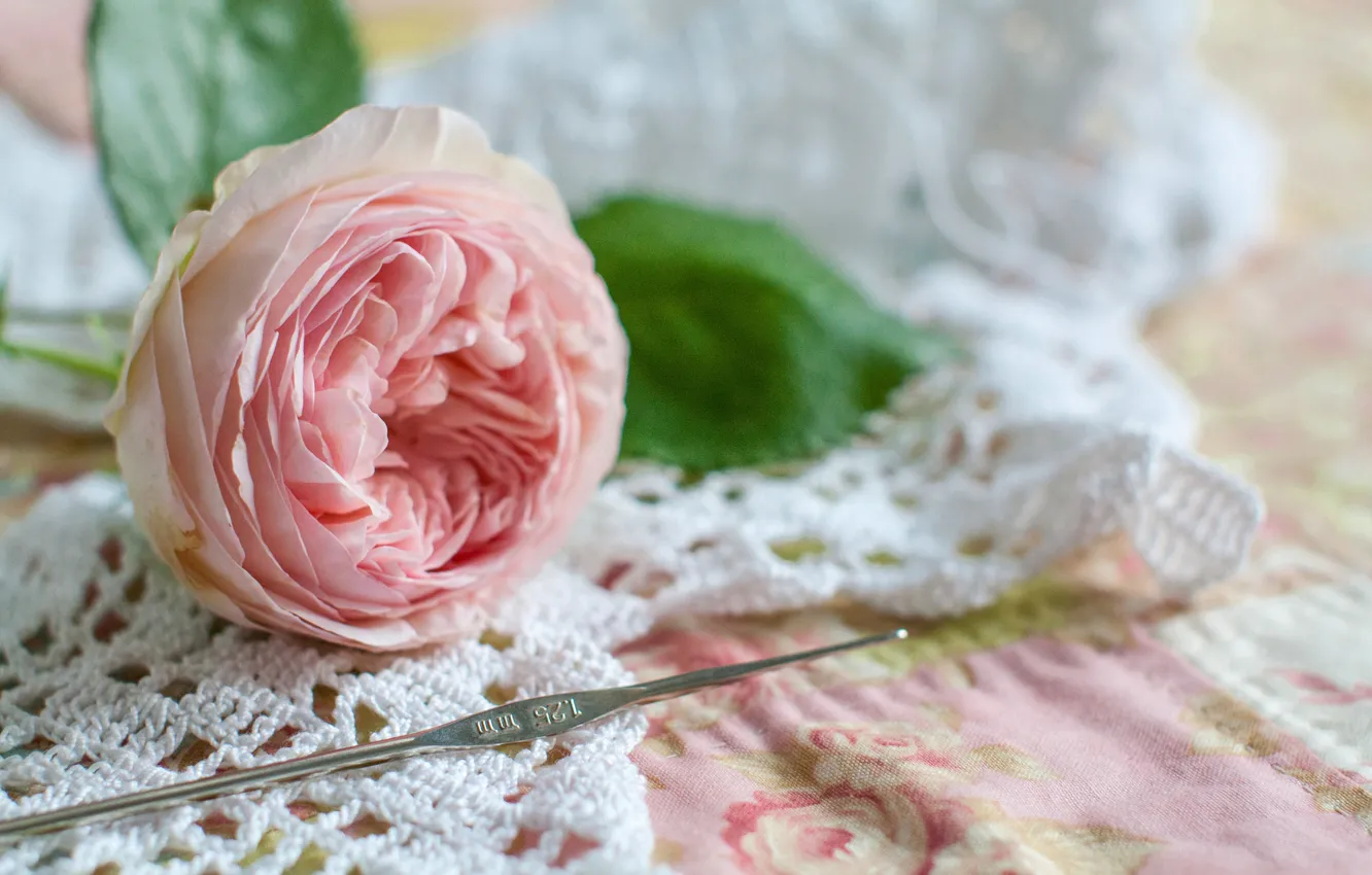 Photo wallpaper flower, style, rose, Bud, hook, knitting