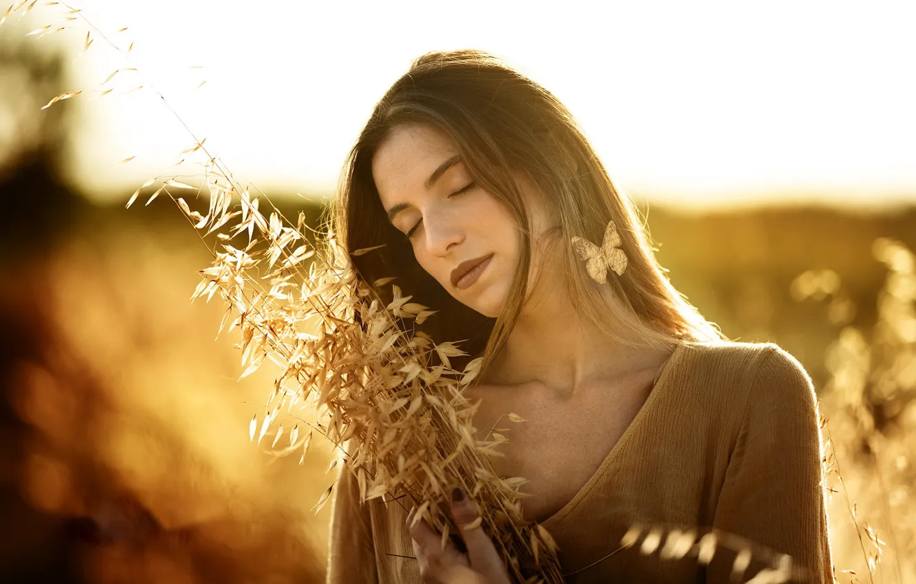 Photo wallpaper summer, girl, nature, mood