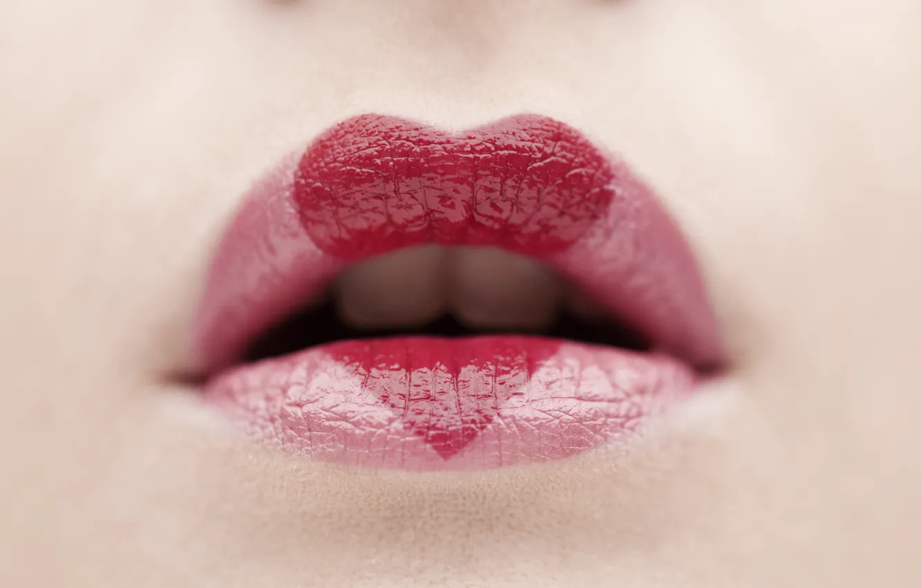 Photo wallpaper heart, lipstick, lips, sponge, heart